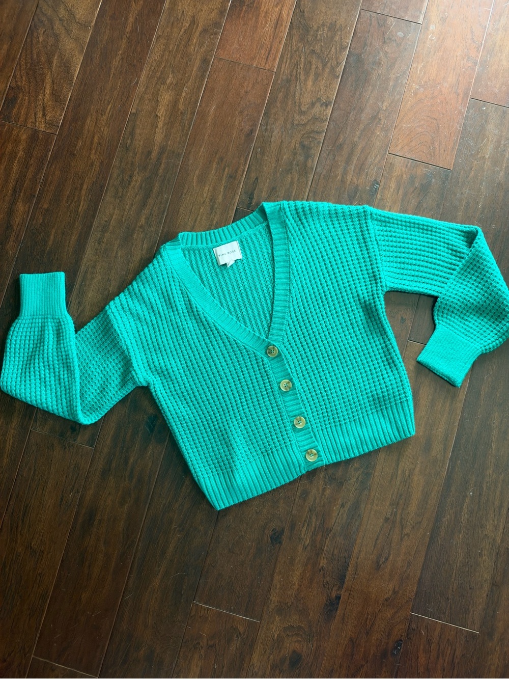 Cropped Boxy V-Neck Cardigan Sweater